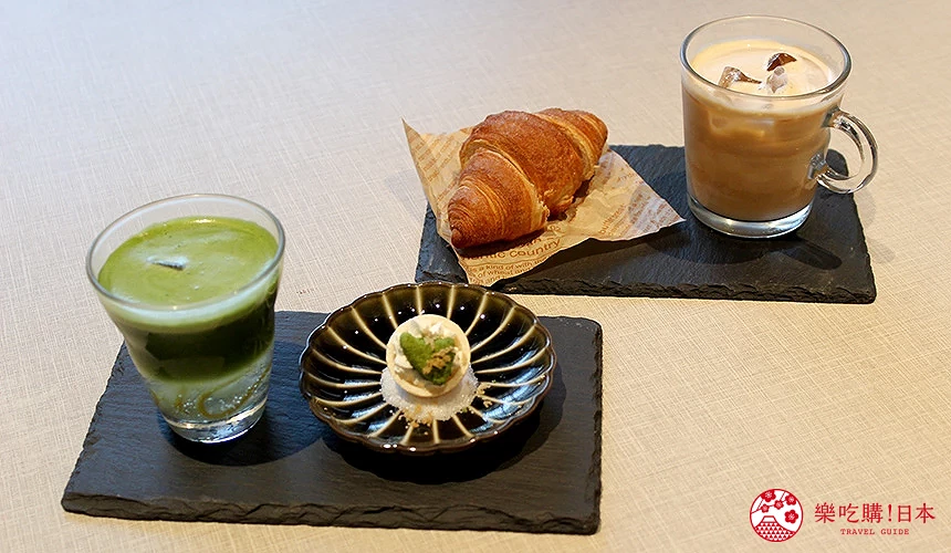 迎賓茶點「抹茶柚子+最中」或「咖啡+可頌」二選一(可能有所變動)